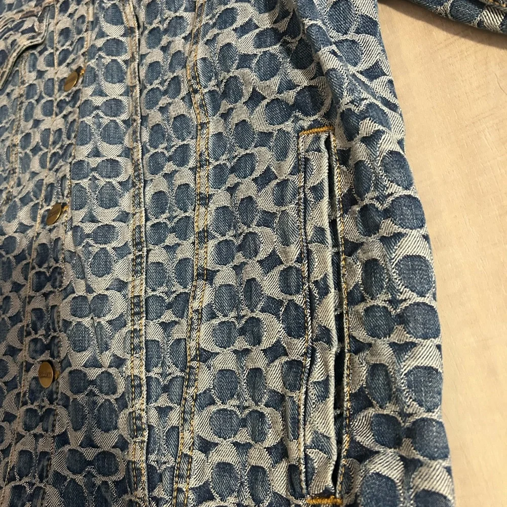 Blue Patterned Denim Jacket - Picture 4 of 8